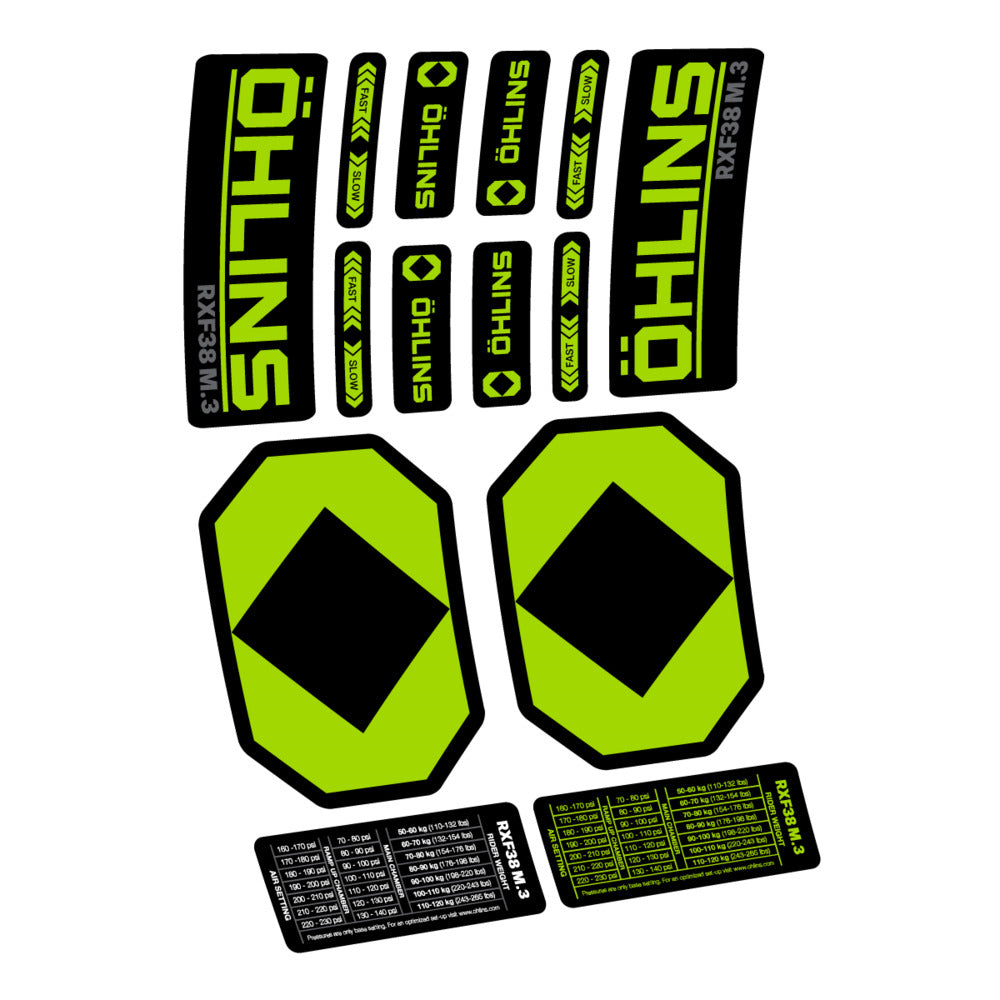 Decal Öhlins RXF 38 M.3 2027, Fork 29" 38mm, bike sticker vinyl