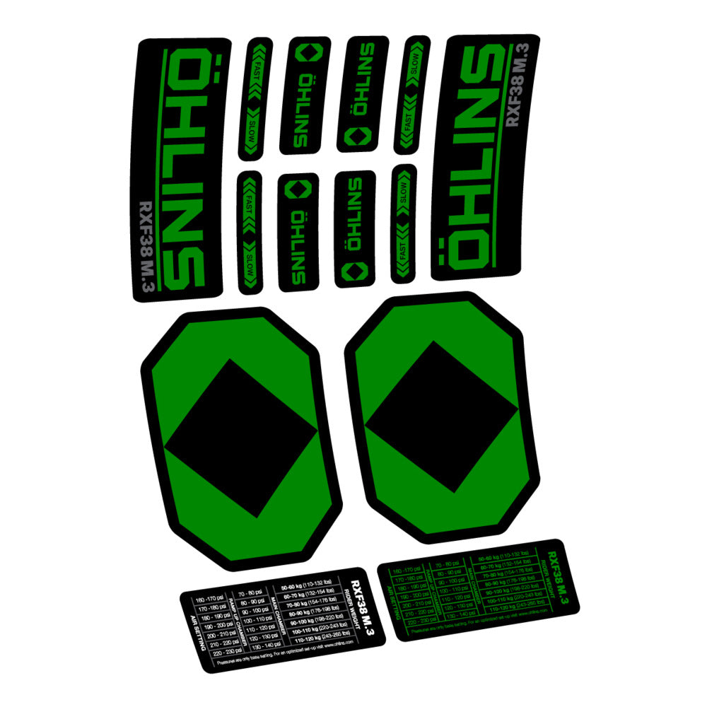 Decal Öhlins RXF 38 M.3 2027, Fork 29" 38mm, bike sticker vinyl