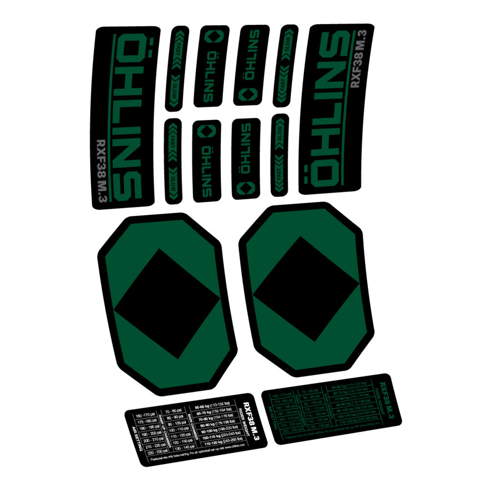 Decal Öhlins RXF 38 M.3 2027, Fork 29" 38mm, bike sticker vinyl
