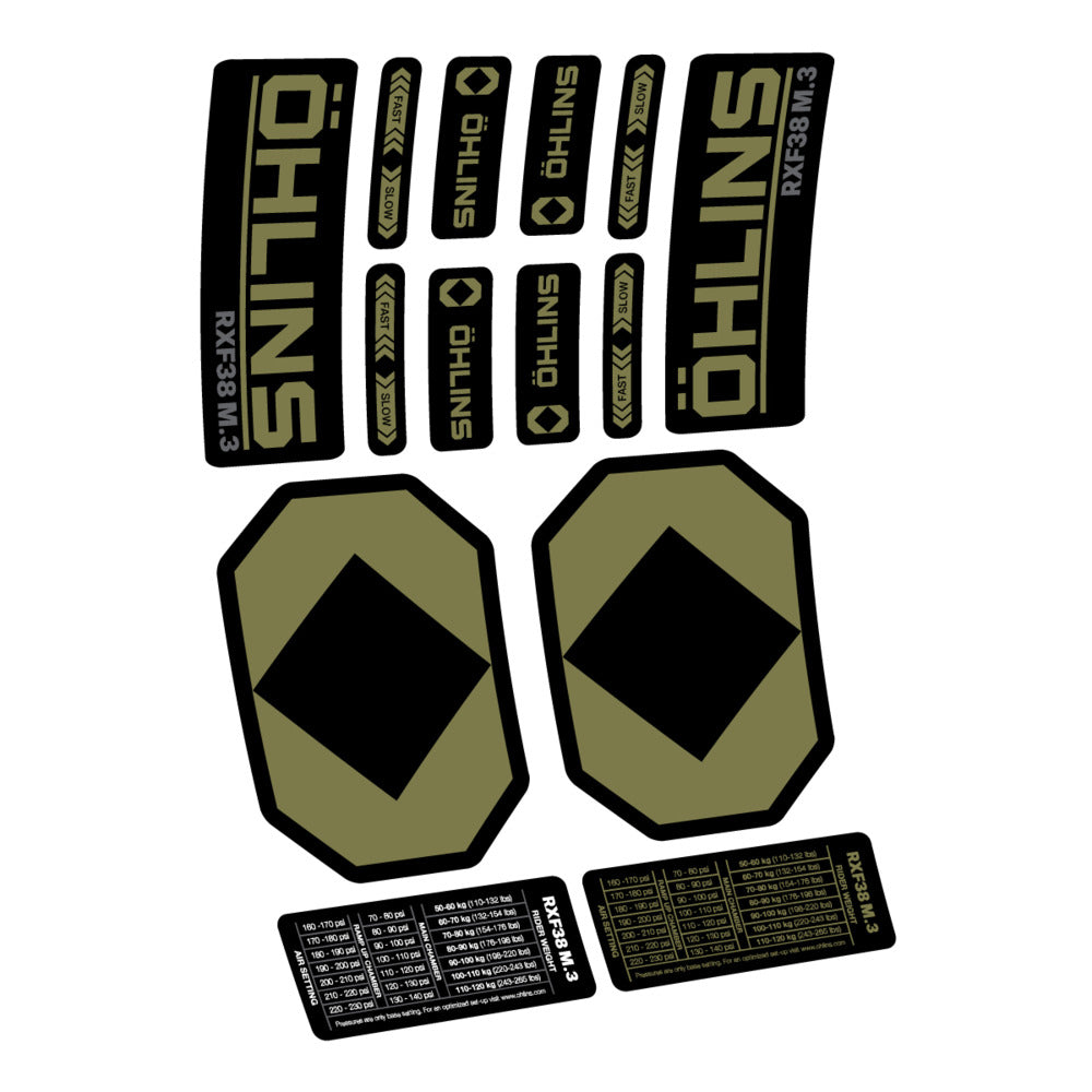 Decal Öhlins RXF 38 M.3 2027, Fork 29" 38mm, bike sticker vinyl