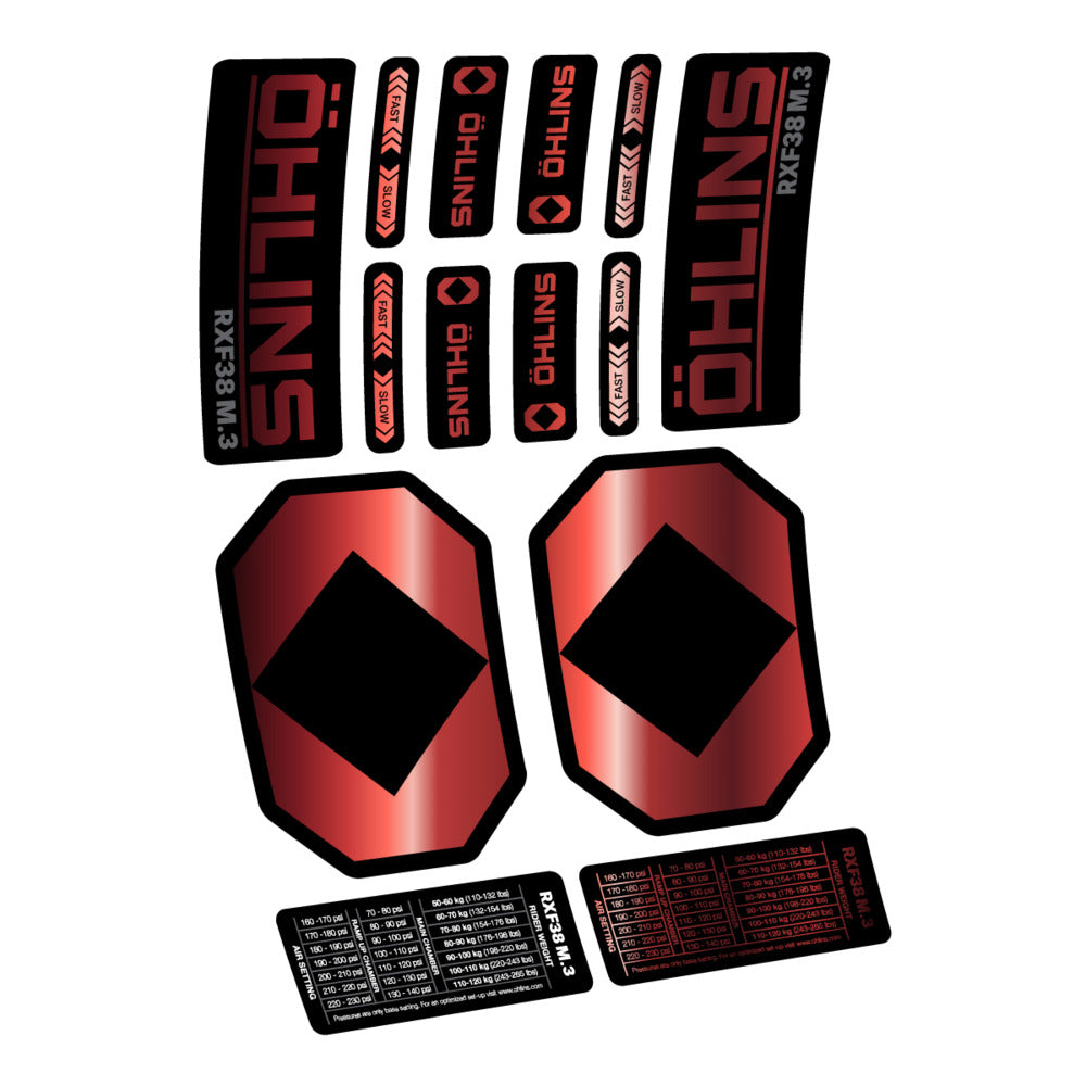 Decal Öhlins RXF 38 M.3 2027, Fork 29" 38mm, bike sticker vinyl