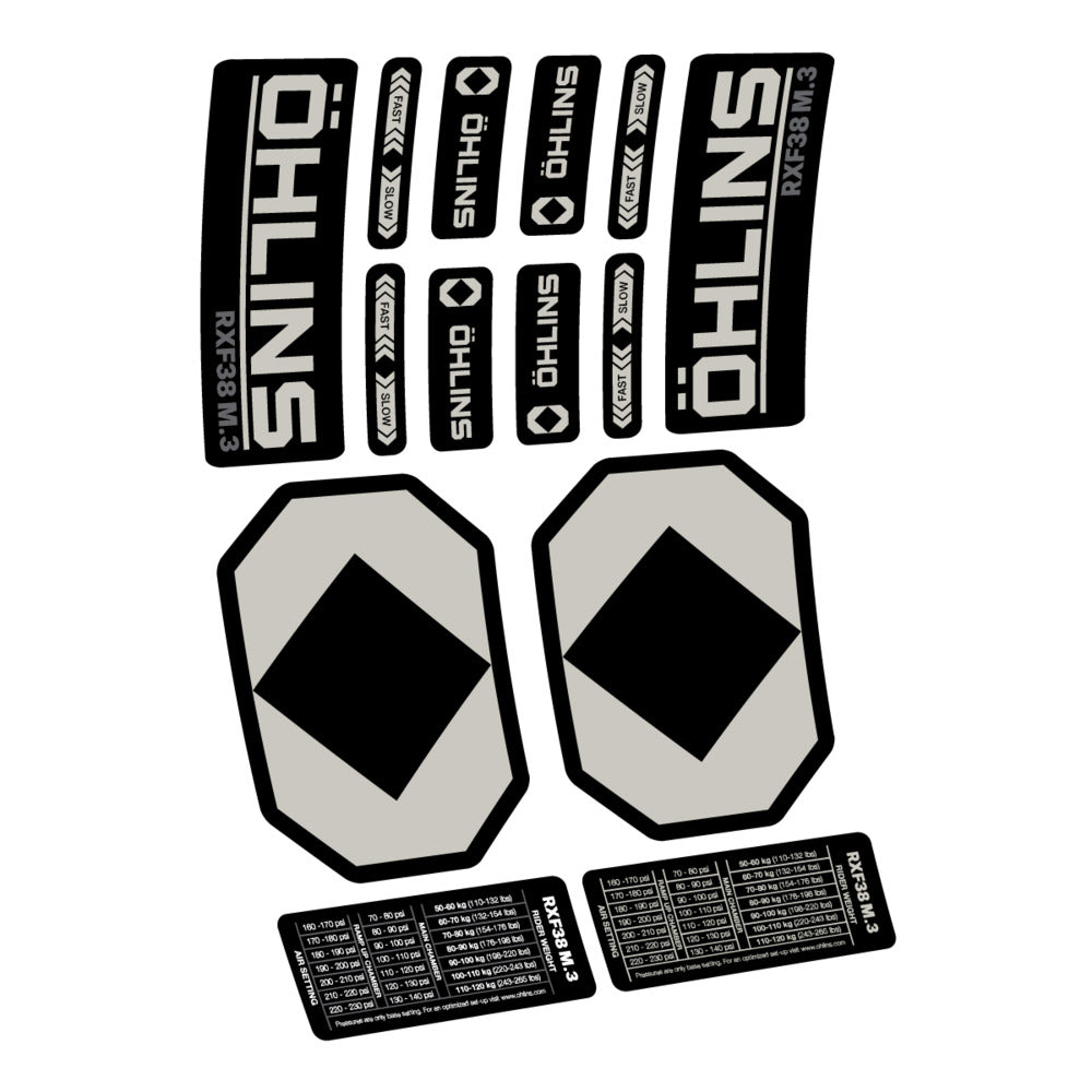 Decal Öhlins RXF 38 M.3 2027, Fork 29" 38mm, bike sticker vinyl