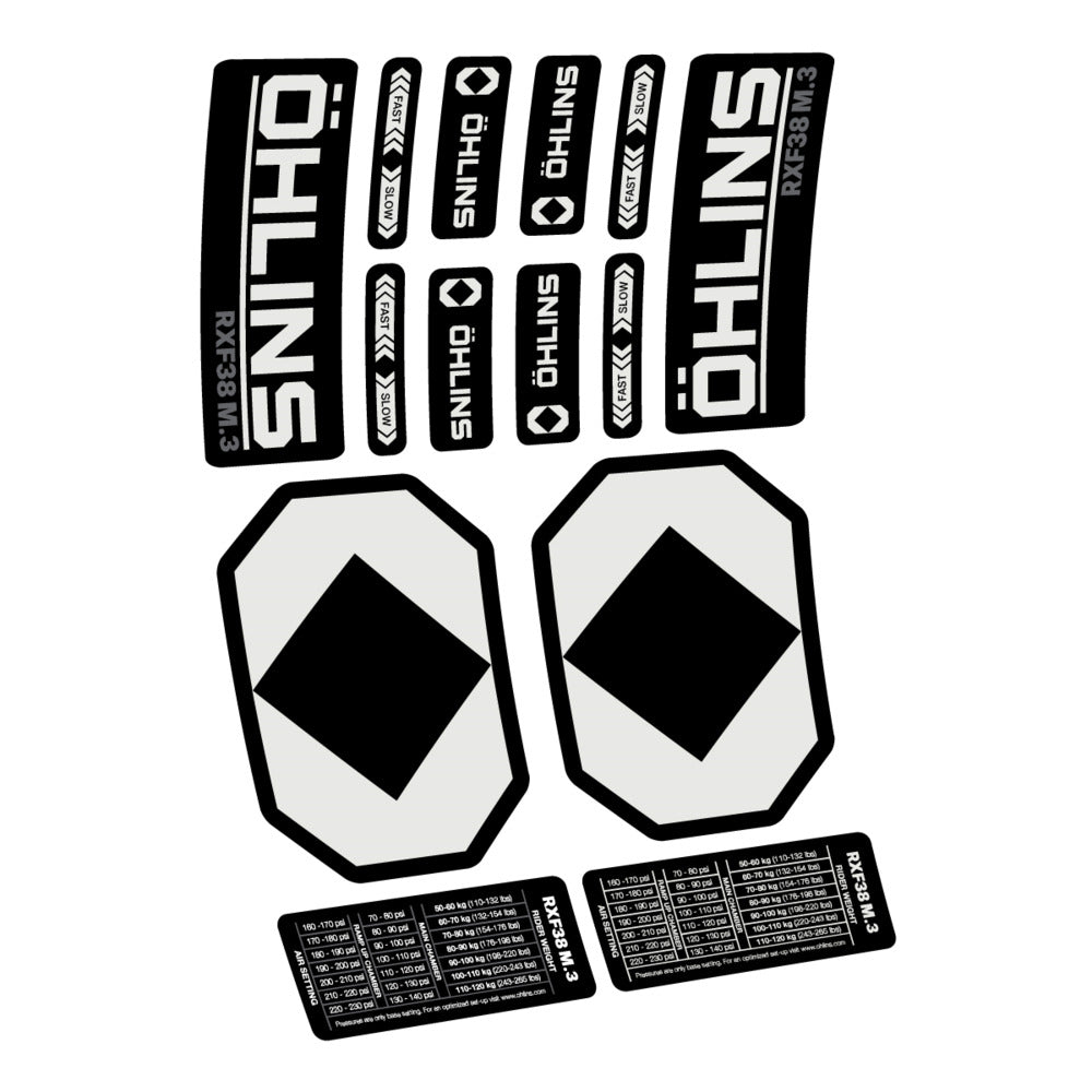 Decal Öhlins RXF 38 M.3 2027, Fork 29" 38mm, bike sticker vinyl