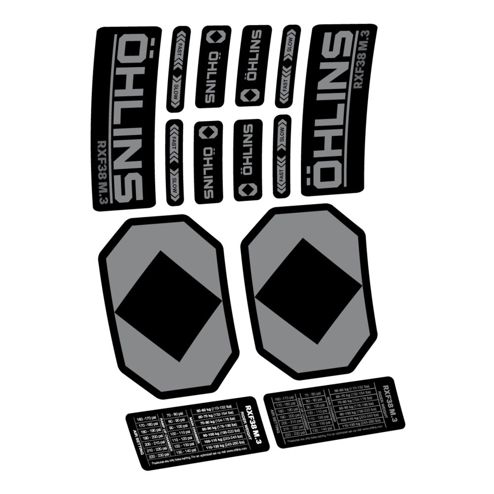 Decal Öhlins RXF 38 M.3 2027, Fork 29" 38mm, bike sticker vinyl