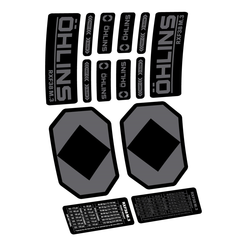 Decal Öhlins RXF 38 M.3 2027, Fork 29" 38mm, bike sticker vinyl