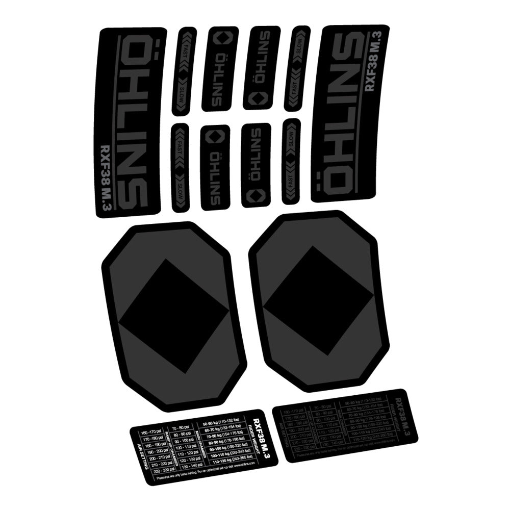 Decal Öhlins RXF 38 M.3 2027, Fork 29" 38mm, bike sticker vinyl