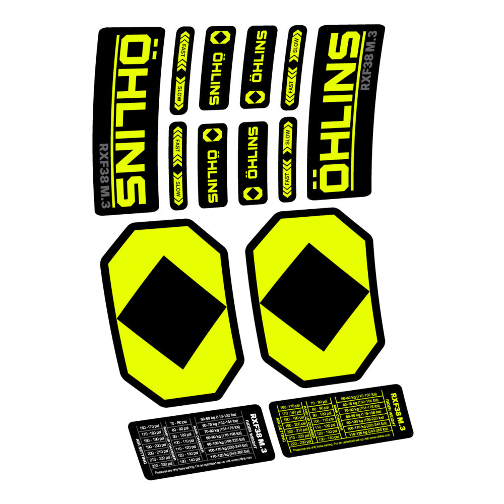 Decal Öhlins RXF 38 M.3 2027, Fork 29" 38mm, bike sticker vinyl