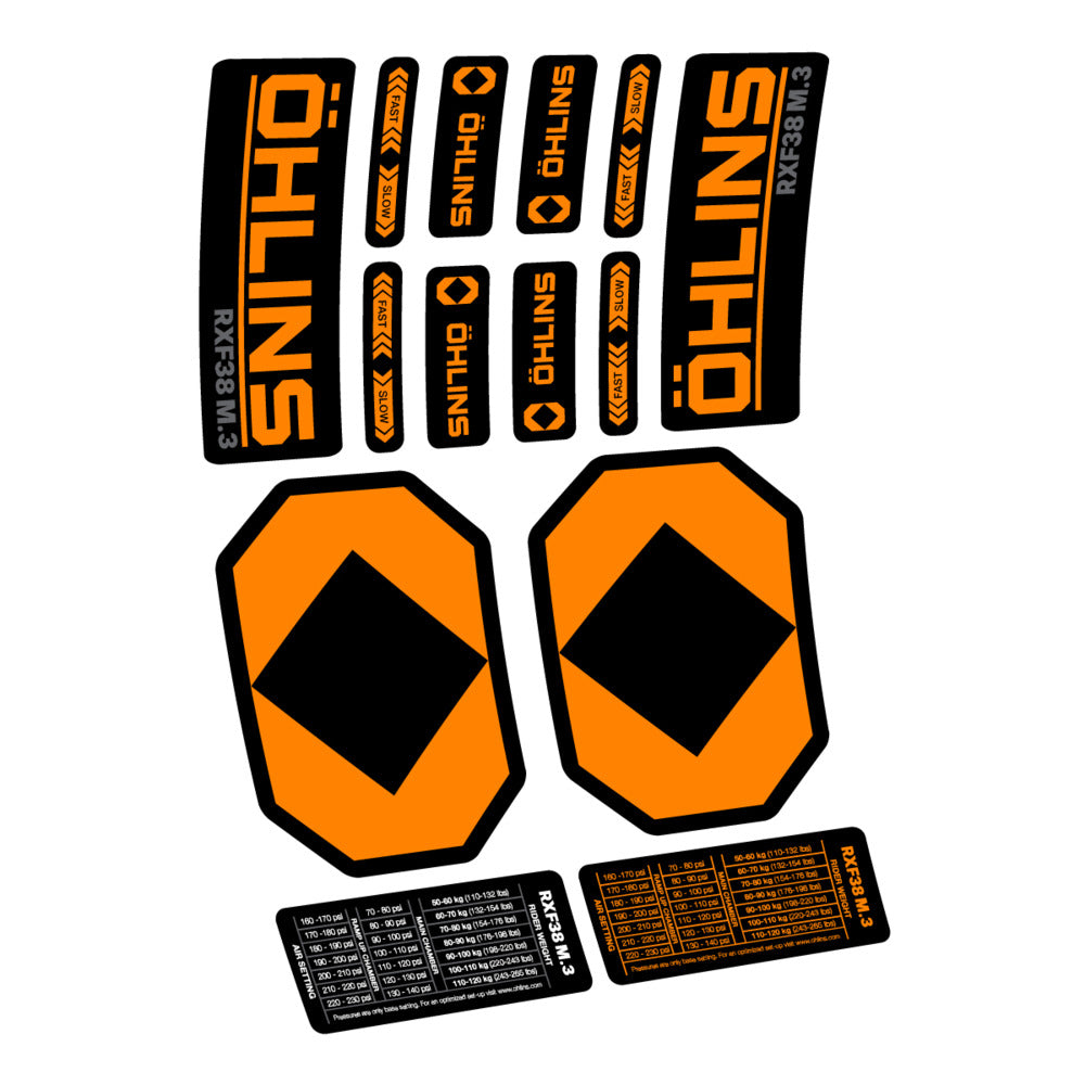 Decal Öhlins RXF 38 M.3 2027, Fork 29" 38mm, bike sticker vinyl