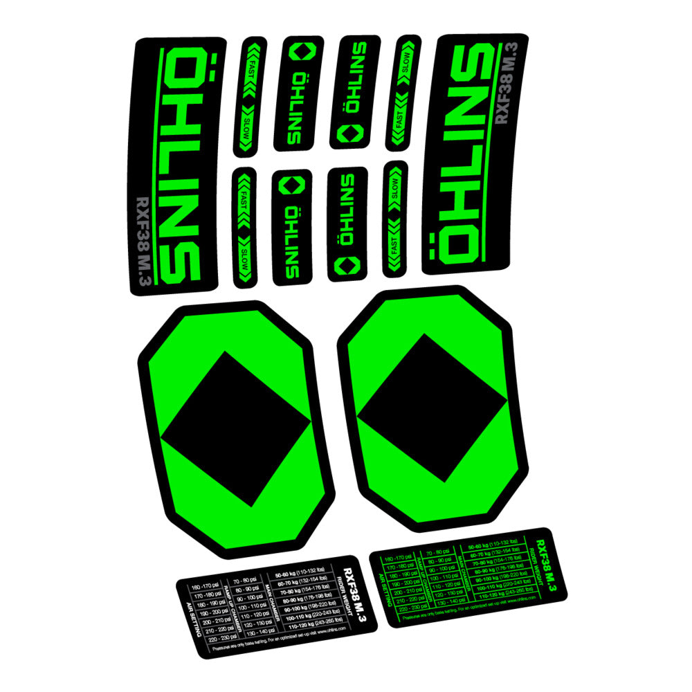 Decal Öhlins RXF 38 M.3 2027, Fork 29" 38mm, bike sticker vinyl