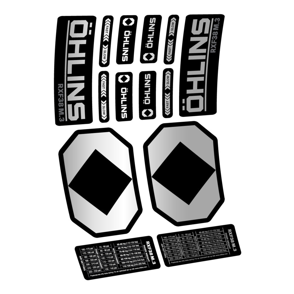 Decal Öhlins RXF 38 M.3 2027, Fork 29" 38mm, bike sticker vinyl