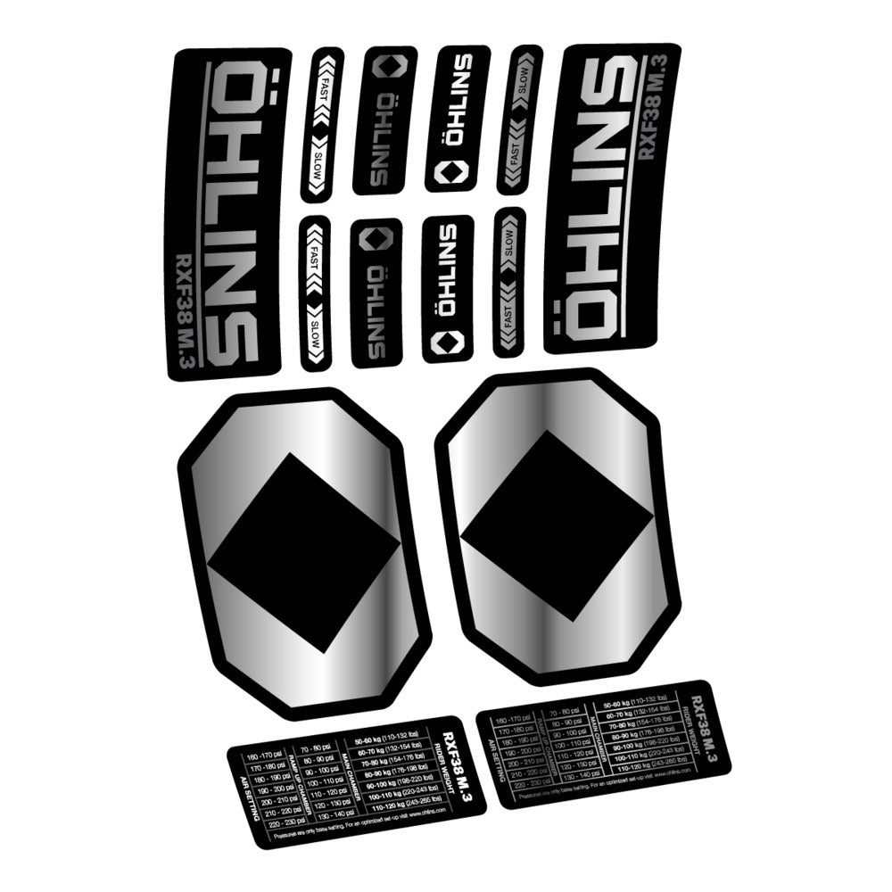 Decal Öhlins RXF 38 M.3 2027, Fork 29" 38mm, bike sticker vinyl