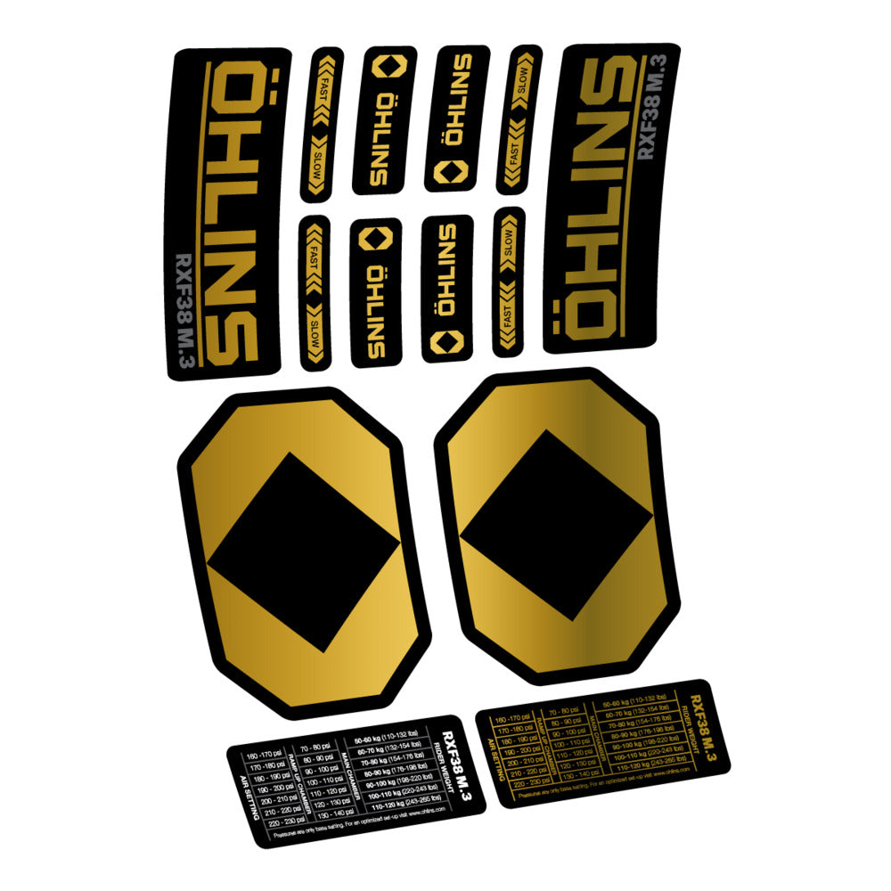 Decal Öhlins RXF 38 M.3 2027, Fork 29" 38mm, bike sticker vinyl