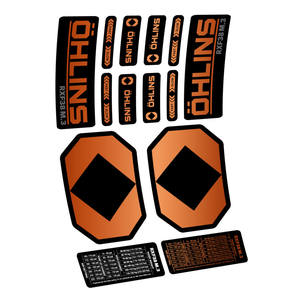Decal Öhlins RXF 38 M.3 2027, Fork 29" 38mm, bike sticker vinyl