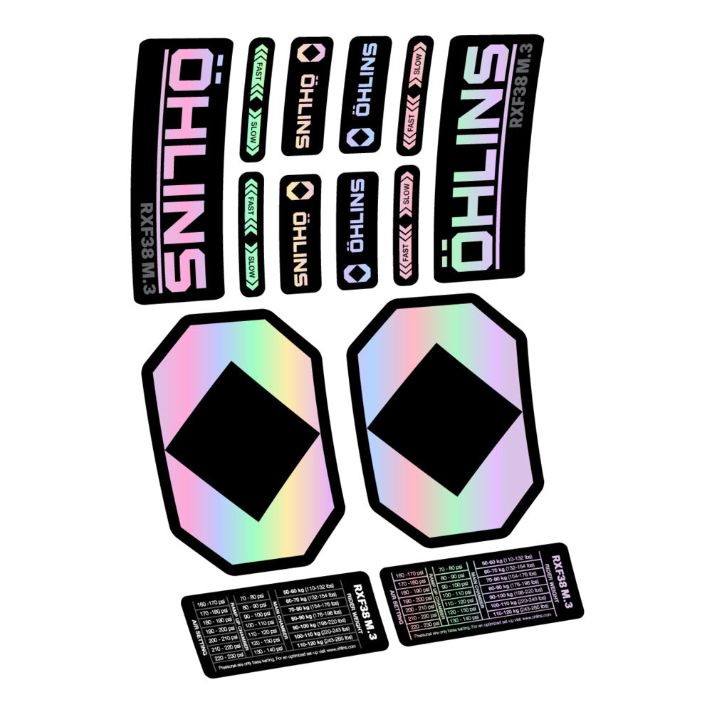 Decal Öhlins RXF 38 M.3 2027, Fork 29" 38mm, bike sticker vinyl