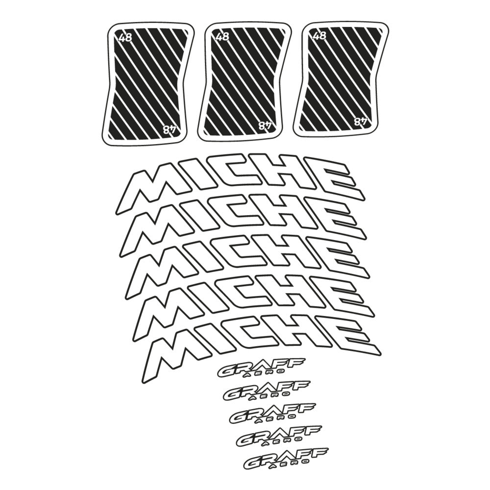 Stickers for Miche Graff 48, Road Wheel vinyl decals - White