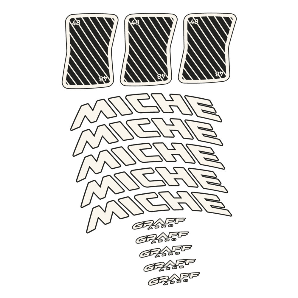 Stickers for Miche Graff 48, Road Wheel vinyl decals - Bone White