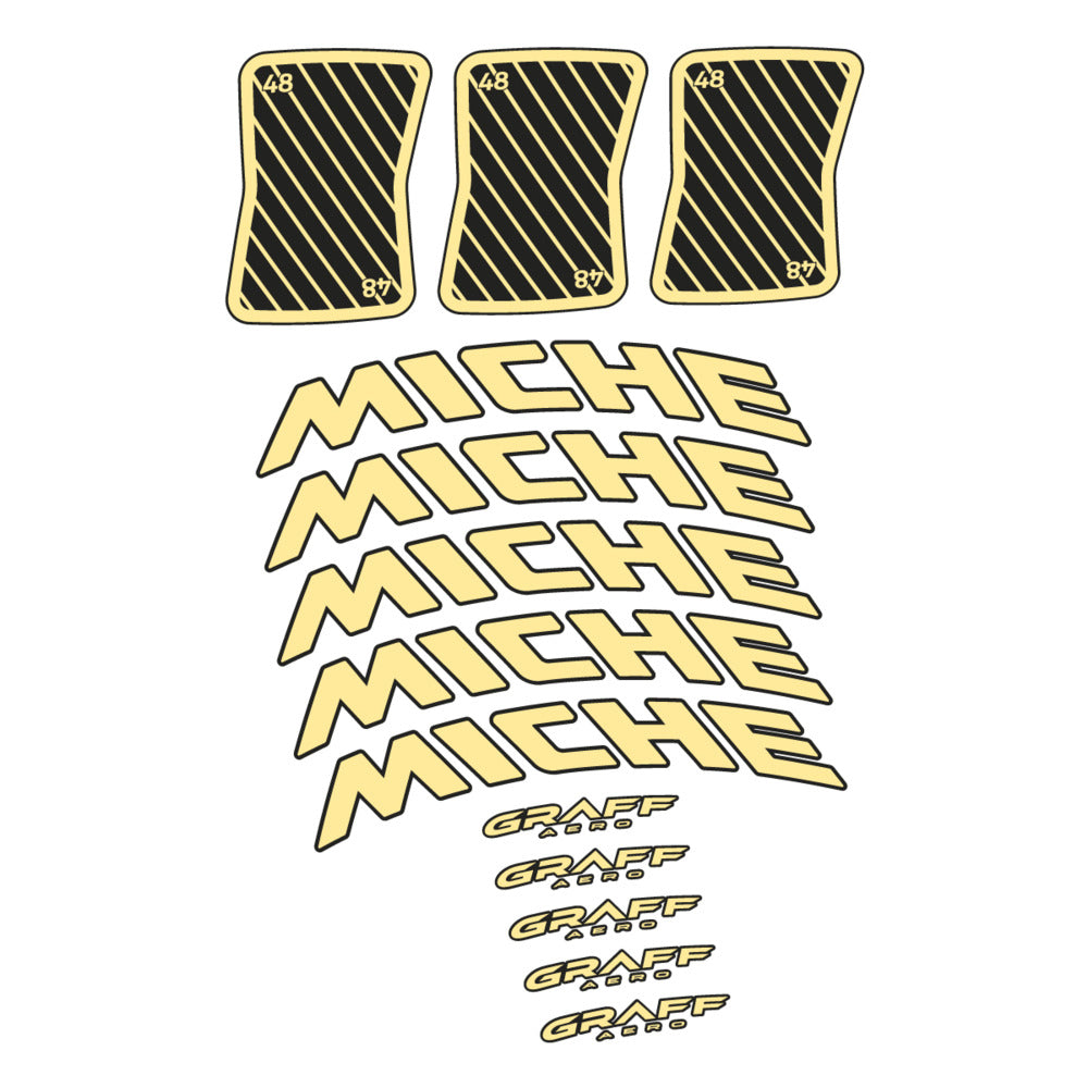 Stickers for Miche Graff 48, Road Wheel vinyl decals - Cream