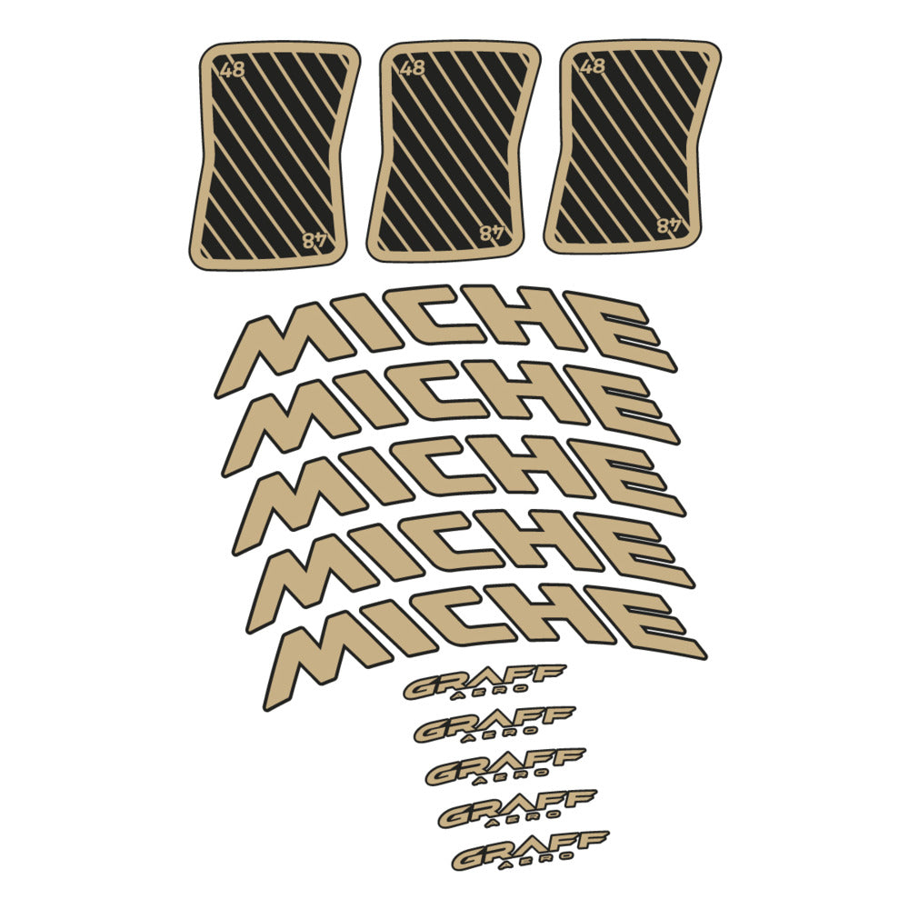 Stickers for Miche Graff 48, Road Wheel vinyl decals - Sand