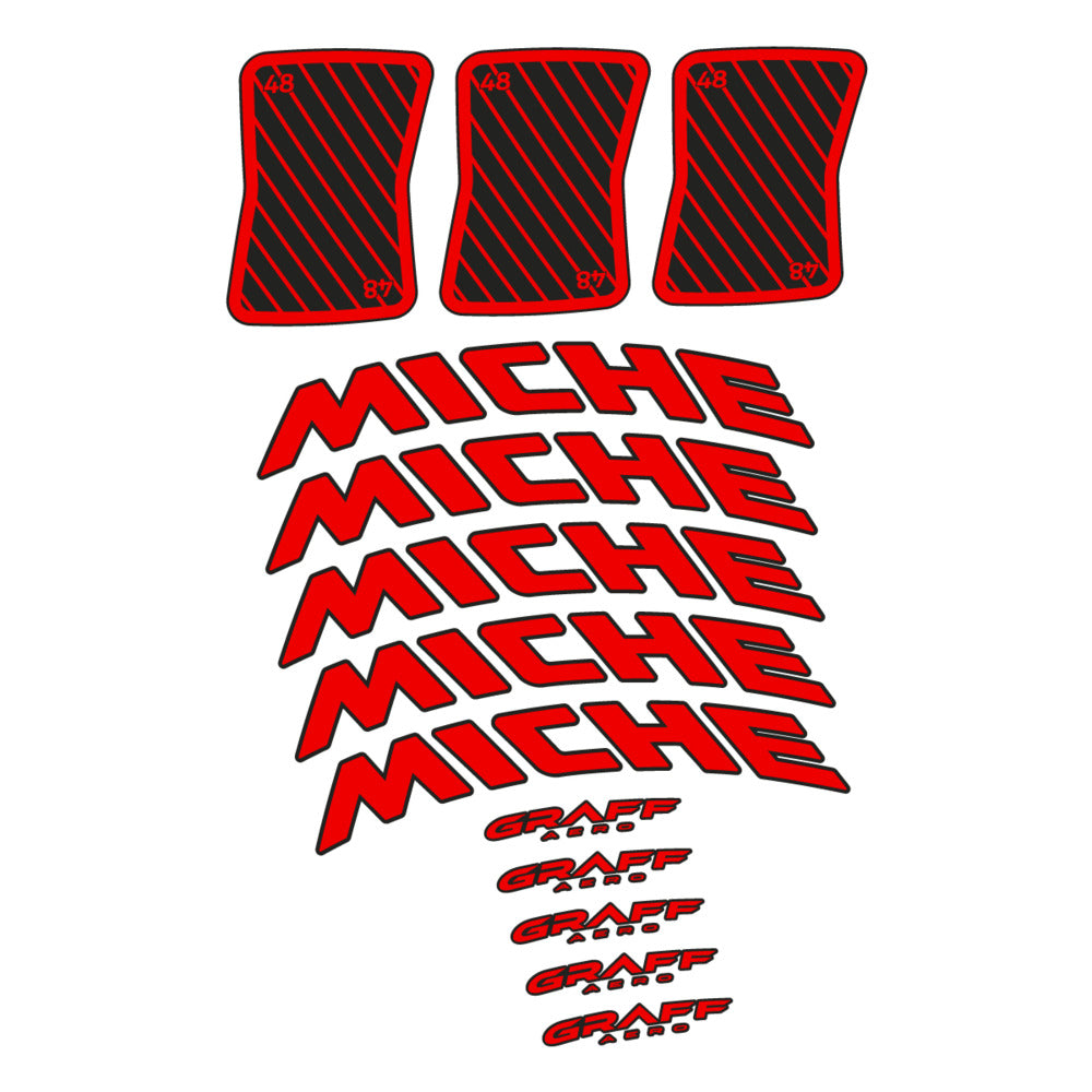 Stickers for Miche Graff 48, Road Wheel vinyl decals - Red