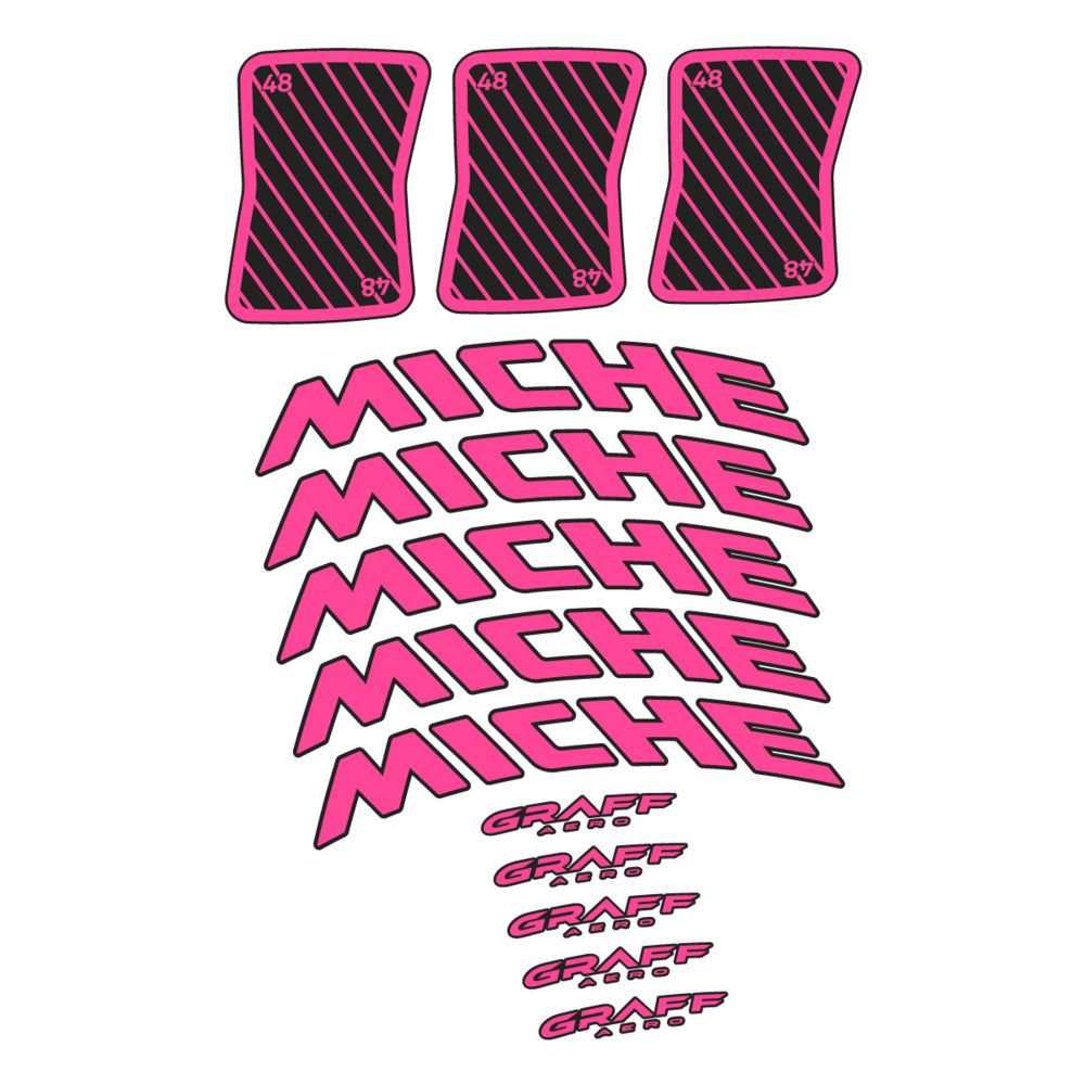 Stickers for Miche Graff 48, Road Wheel vinyl decals - Bubblegum Pink
