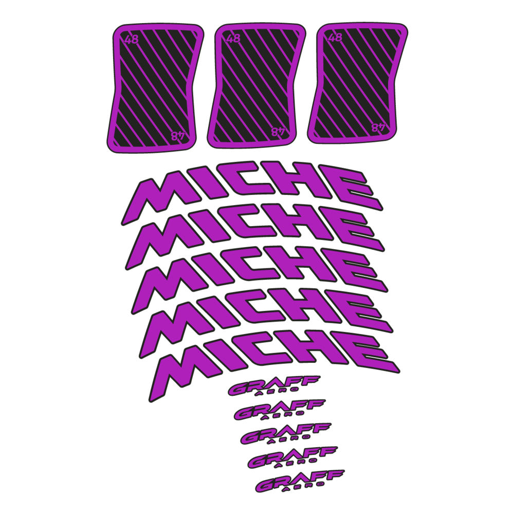 Stickers for Miche Graff 48, Road Wheel vinyl decals - Violet Pink