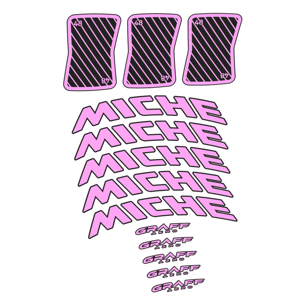 Stickers for Miche Graff 48, Road Wheel vinyl decals - Light Lilac