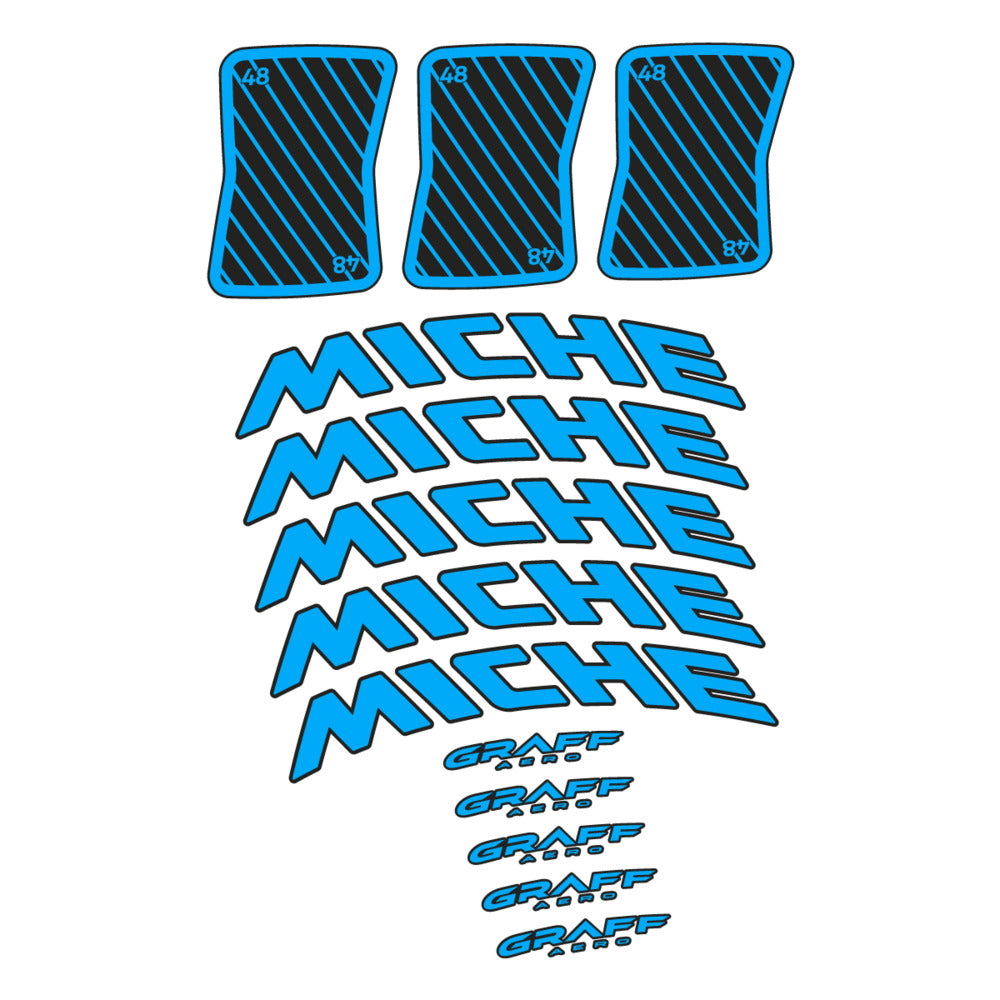 Stickers for Miche Graff 48, Road Wheel vinyl decals - Light Blue