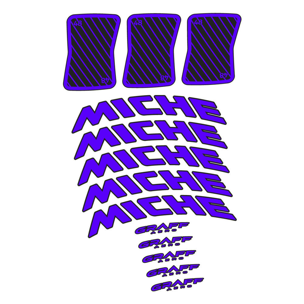 Stickers for Miche Graff 48, Road Wheel vinyl decals - Reflex Blue