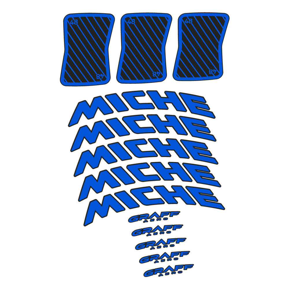 Stickers for Miche Graff 48, Road Wheel vinyl decals - Sea Blue