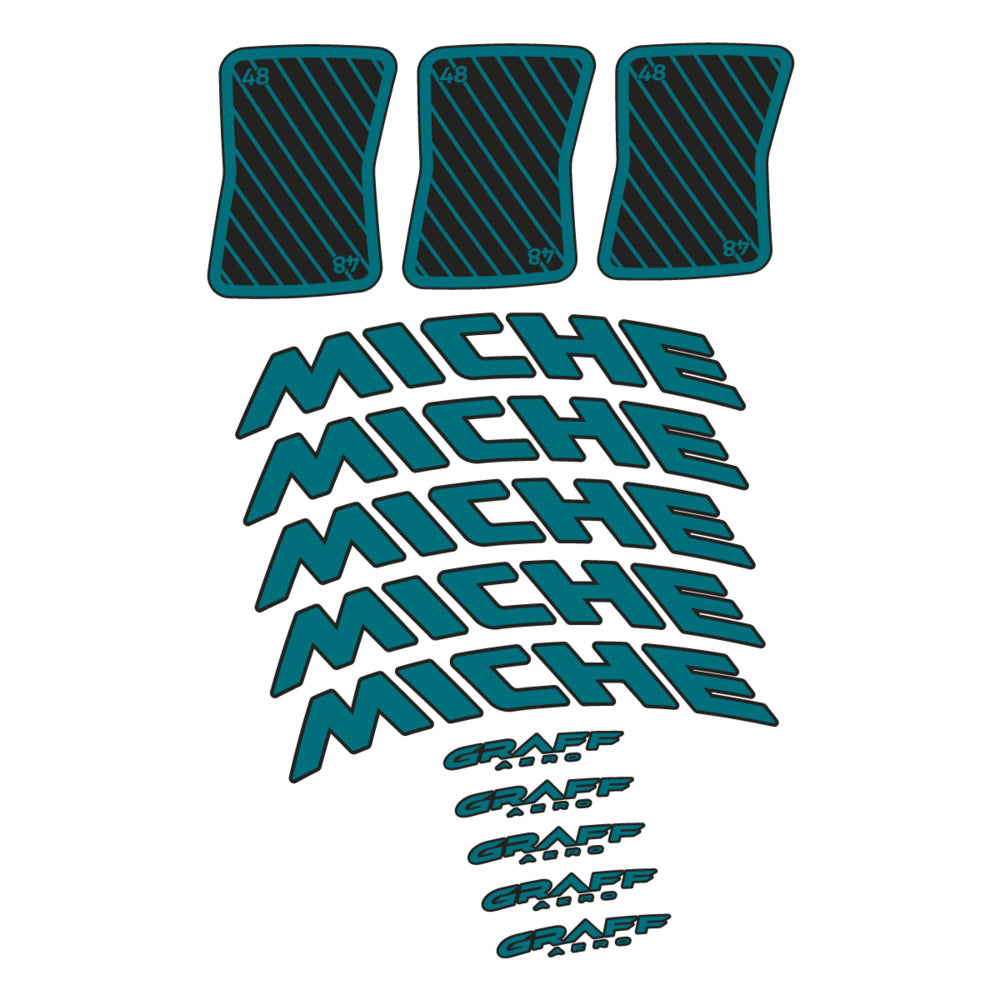 Stickers for Miche Graff 48, Road Wheel vinyl decals - Dark Turquoise