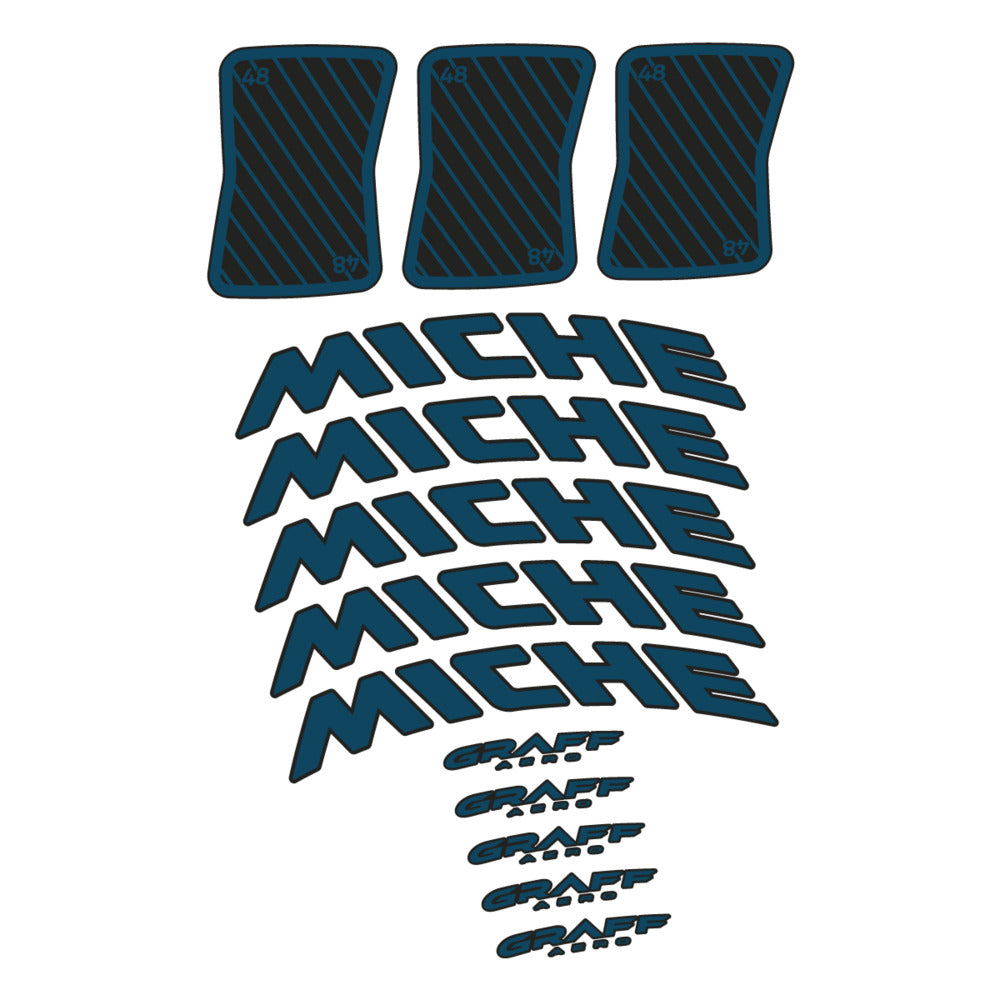 Stickers for Miche Graff 48, Road Wheel vinyl decals - Dark Lake