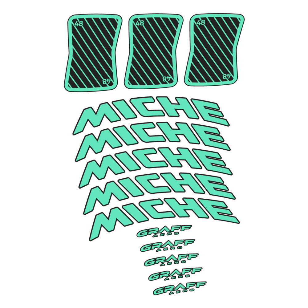 Stickers for Miche Graff 48, Road Wheel vinyl decals - Mint