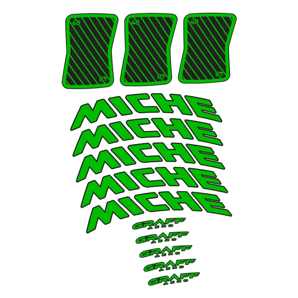 Stickers for Miche Graff 48, Road Wheel vinyl decals - Grass Green