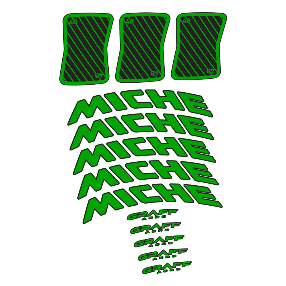 Stickers for Miche Graff 48, Road Wheel vinyl decals - Green