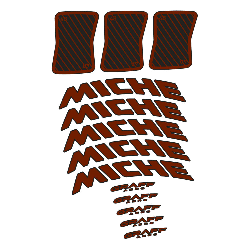 Stickers for Miche Graff 48, Road Wheel vinyl decals - Brown