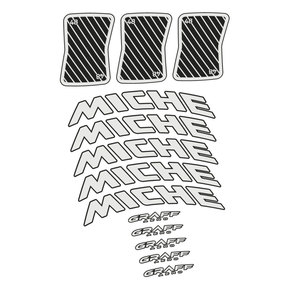 Stickers for Miche Graff 48, Road Wheel vinyl decals - Pearl Grey