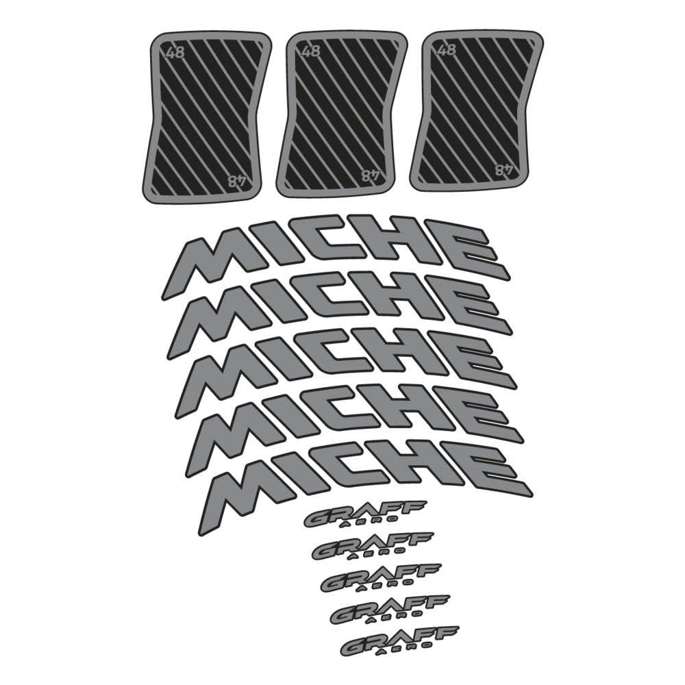 Stickers for Miche Graff 48, Road Wheel vinyl decals - Traffic Grey
