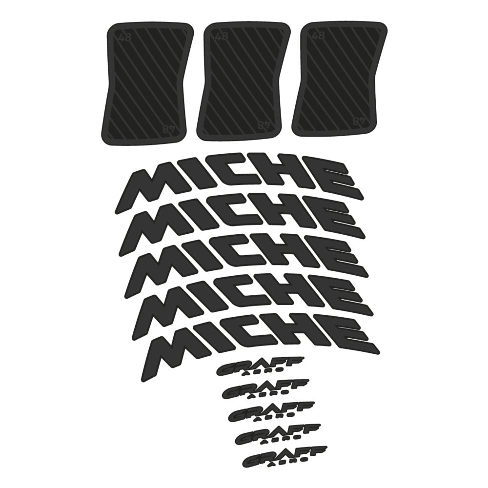 Stickers for Miche Graff 48, Road Wheel vinyl decals - Very Dark Grey