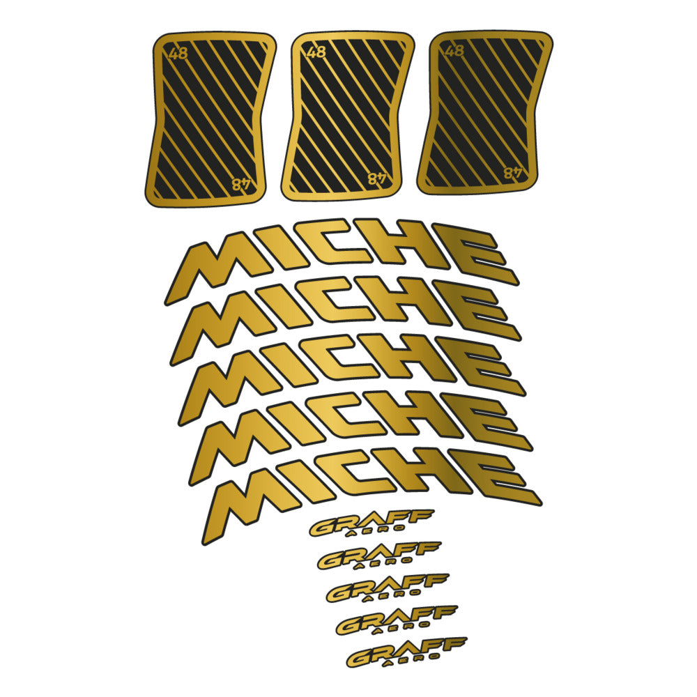 Stickers for Miche Graff 48, Road Wheel vinyl decals - Gold