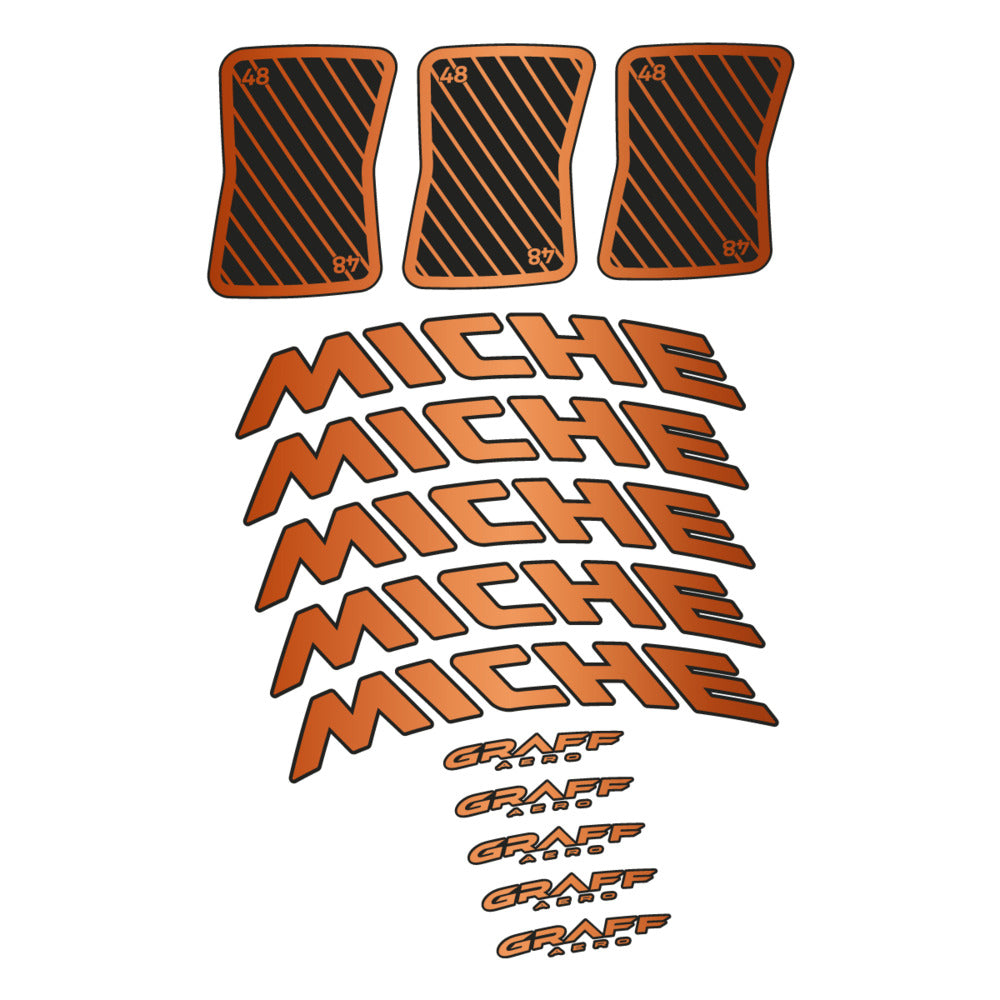 Stickers for Miche Graff 48, Road Wheel vinyl decals - Bronze