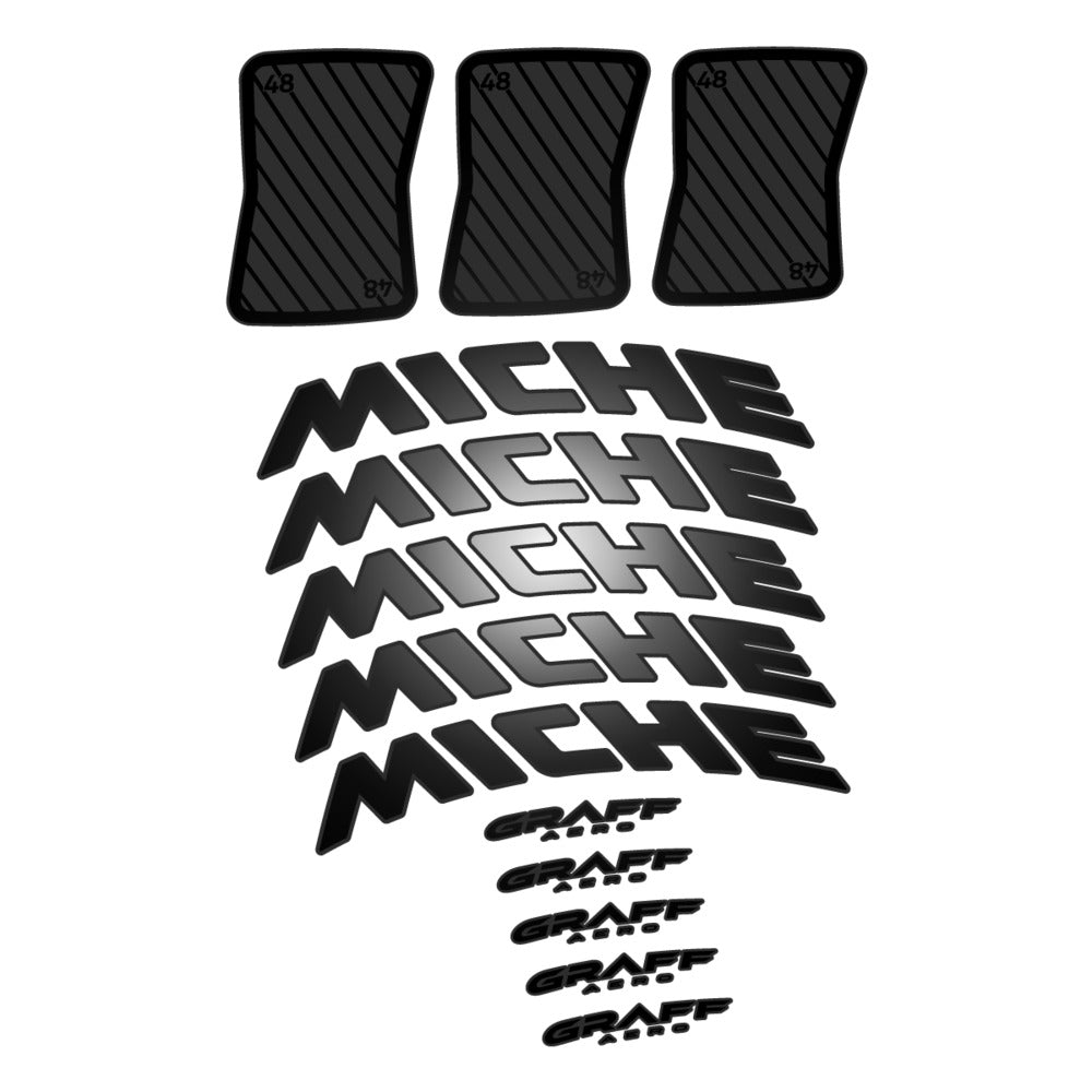 Stickers for Miche Graff 48, Road Wheel vinyl decals - Black