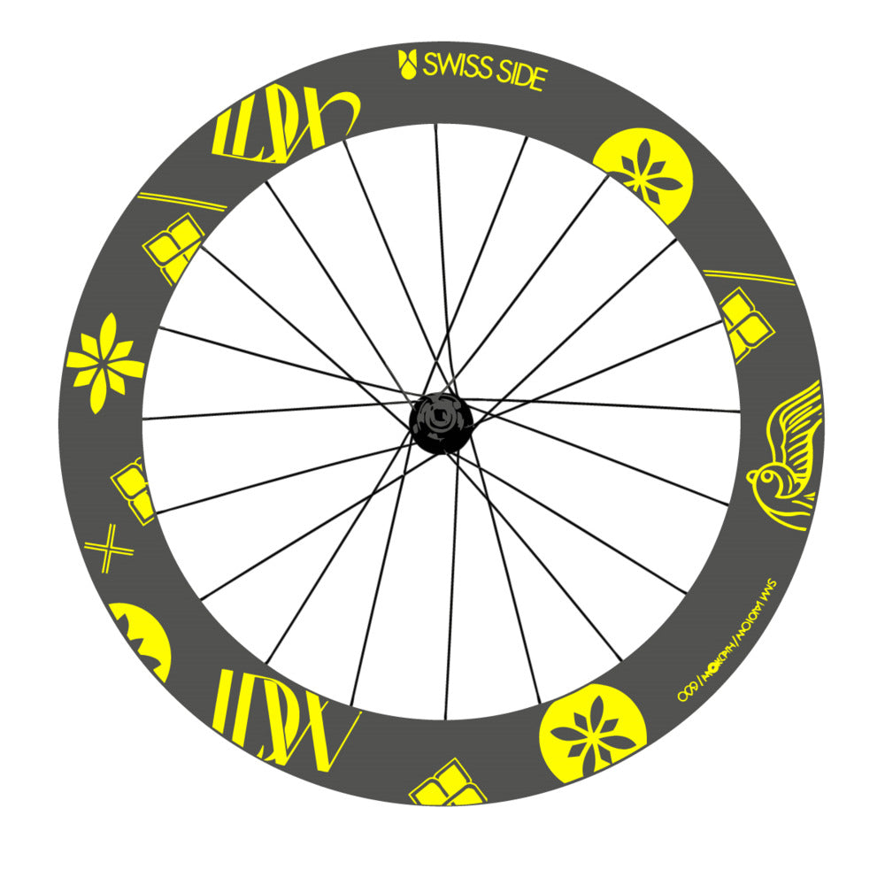 Stickers for Swiss Side HADRON³ Ultimate Sam Laidlow Special Edition, Road Wheel vinyl decals - Lemon Yellow
