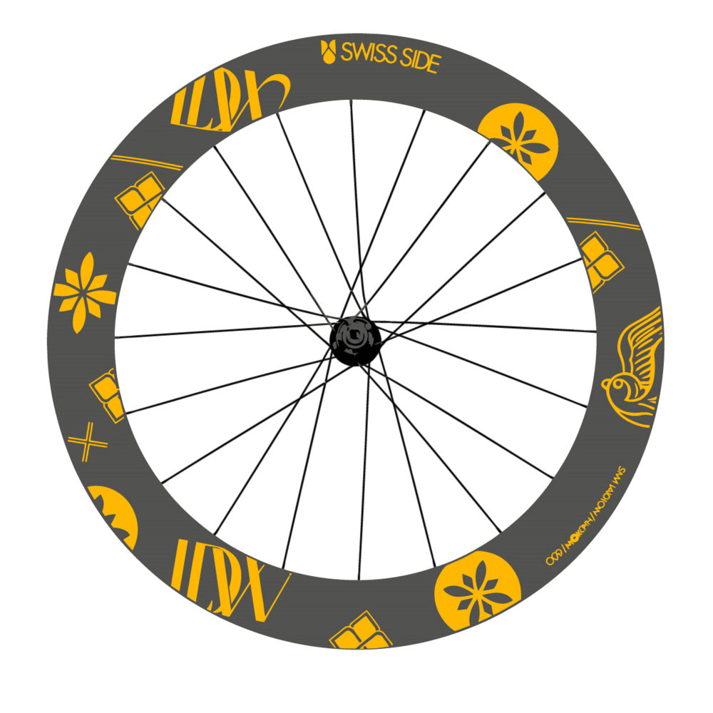 Stickers for Swiss Side HADRON³ Ultimate Sam Laidlow Special Edition, Road Wheel vinyl decals - Medium Yellow