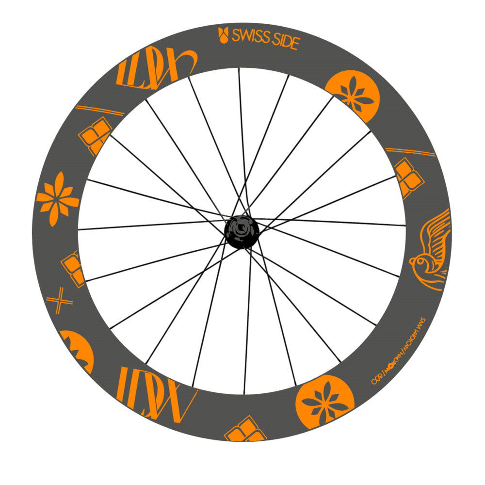 Stickers for Swiss Side HADRON³ Ultimate Sam Laidlow Special Edition, Road Wheel vinyl decals - Saffron Yellow