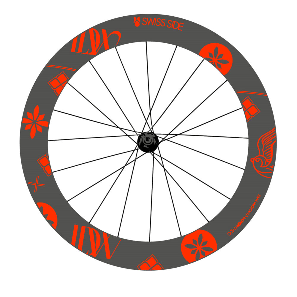 Stickers for Swiss Side HADRON³ Ultimate Sam Laidlow Special Edition, Road Wheel vinyl decals - Luminous Orange
