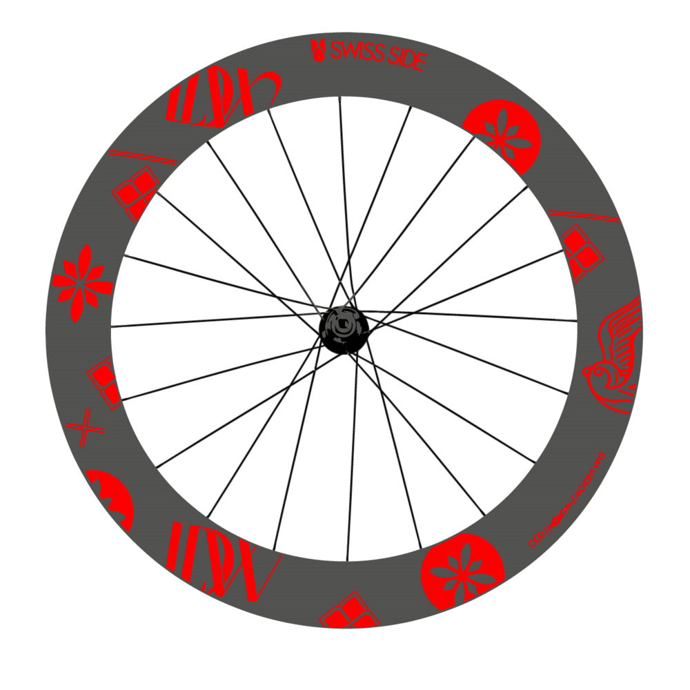 Stickers for Swiss Side HADRON³ Ultimate Sam Laidlow Special Edition, Road Wheel vinyl decals - Orange Red