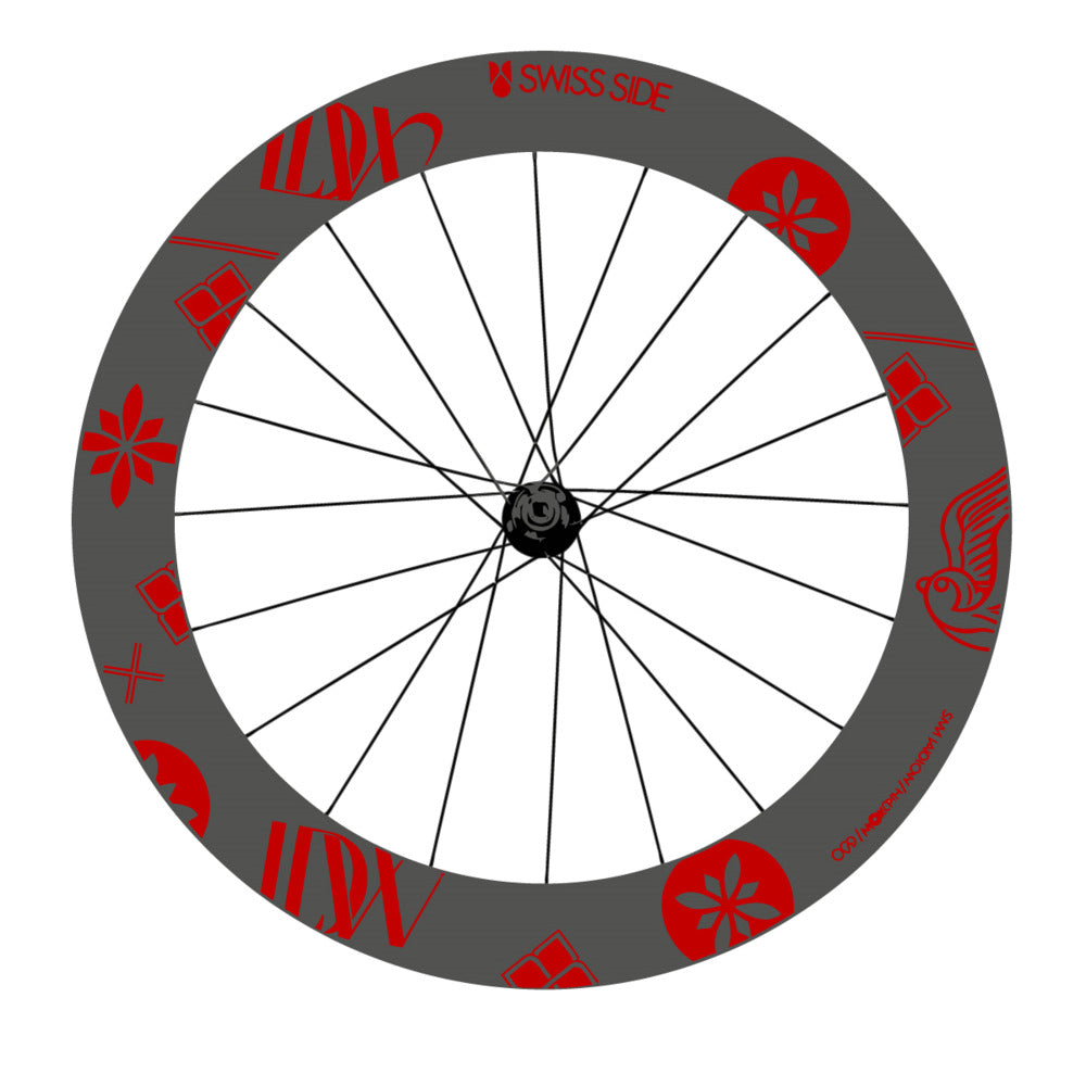 Stickers for Swiss Side HADRON³ Ultimate Sam Laidlow Special Edition, Road Wheel vinyl decals - Medium Red