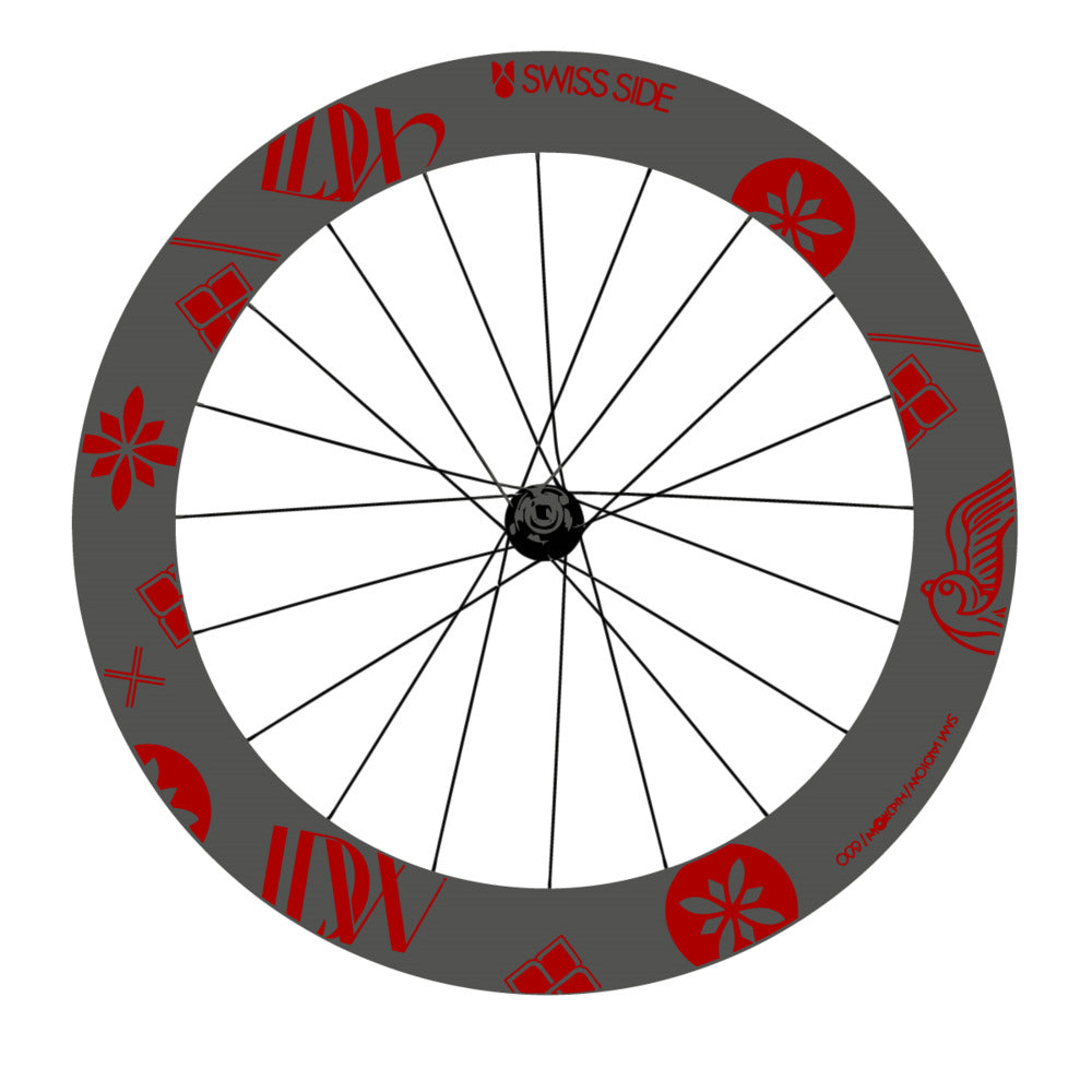 Stickers for Swiss Side HADRON³ Ultimate Sam Laidlow Special Edition, Road Wheel vinyl decals - Dark Red