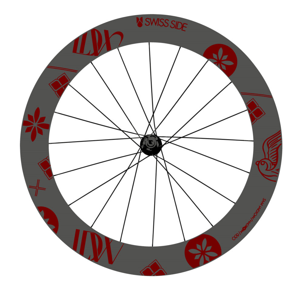 Stickers for Swiss Side HADRON³ Ultimate Sam Laidlow Special Edition, Road Wheel vinyl decals - Very Dark Red