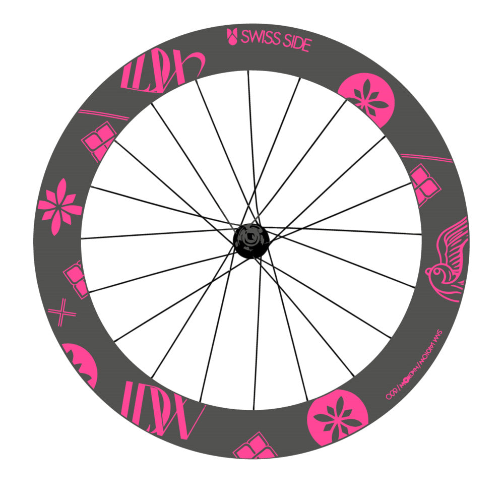 Stickers for Swiss Side HADRON³ Ultimate Sam Laidlow Special Edition, Road Wheel vinyl decals - Bubblegum Pink